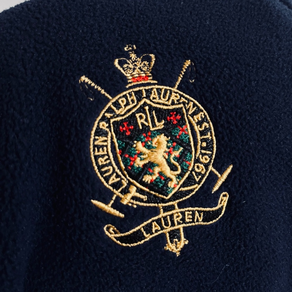 “Lauren” by Ralph Lauren Navy Fleece with Gold Crest - Women’s L - Picture 3 of 5